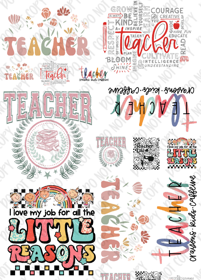 Teacher Appreciation DTF Gang Sheet *DTF Transfer*